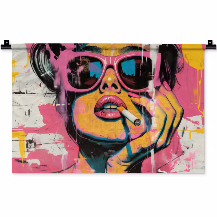 Portret - Vrouw - Abstract - Zonnebril Wandkleed katoen klein -zz3d