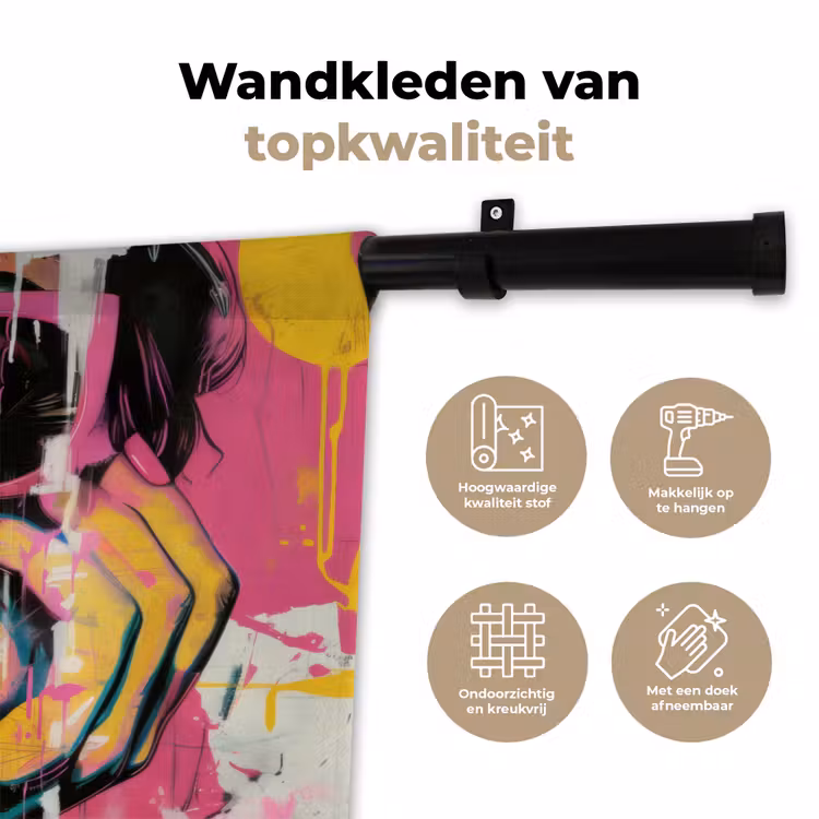 Portret - Vrouw - Abstract - Zonnebril Wandkleed katoen klein -sfeer2