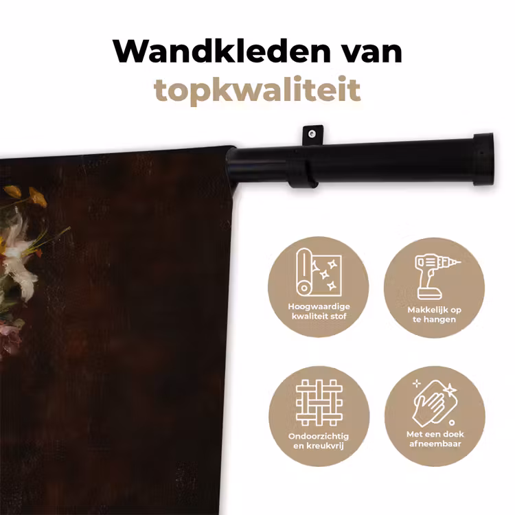 Portret - Vrouw - Bloemen Wandkleed katoen klein -sfeer2