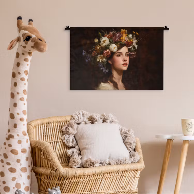 Portret - Vrouw - Bloemen Wandkleed katoen klein -wsfeer5_kind