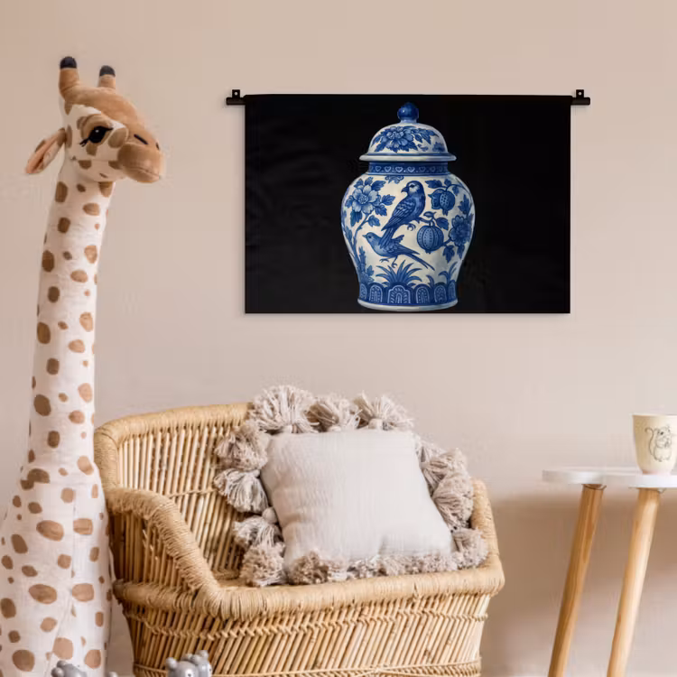 Pot - Delfts Blauw - Bloemen Wandkleed katoen klein -wsfeer5_kind