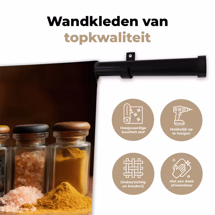 Potjes - Kruiden - Specerijen - Korrels Wandkleed katoen klein -sfeer2