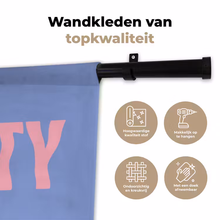 Pretty - Roze - Blauw - Golvend Wandkleed katoen klein -sfeer2