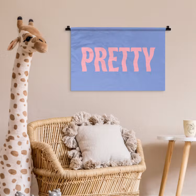 Pretty - Roze - Blauw - Golvend Wandkleed katoen klein -wsfeer5_kind