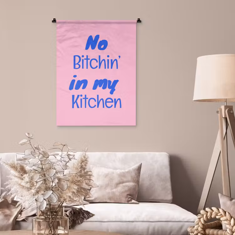 Quote - Blauw - Lettertype - Keuken Wandkleed katoen klein -sfeer4