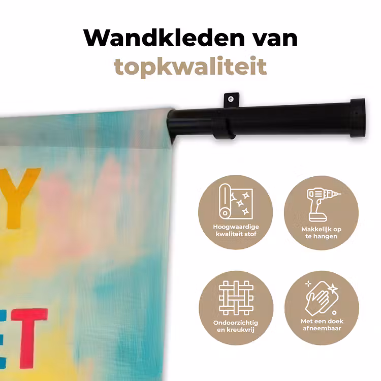 Quote - Lucky - Regenboogkleuren Wandkleed katoen klein -sfeer2