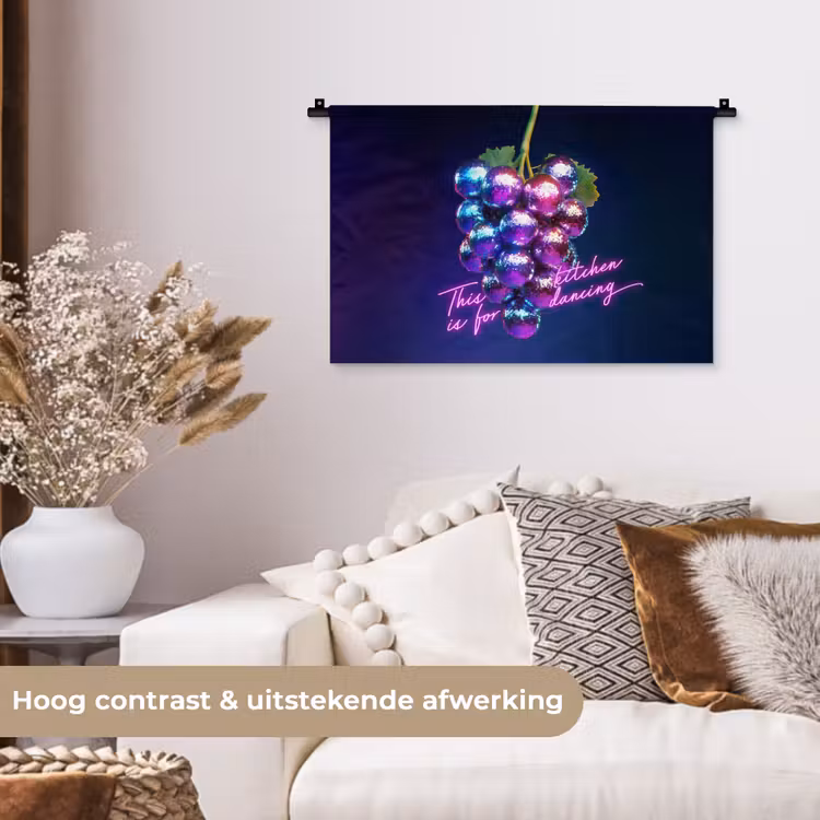 Quote - Neon - Disco - Druiven Wandkleed katoen klein -sfeer1