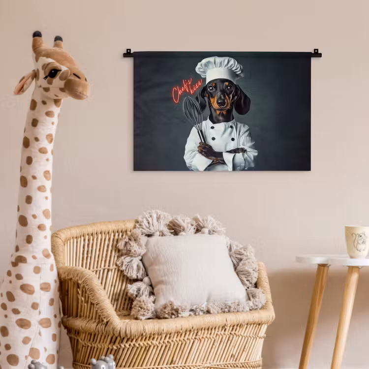 Quote - Neon - Hond - Kokskleding Wandkleed katoen klein -wsfeer5_kind