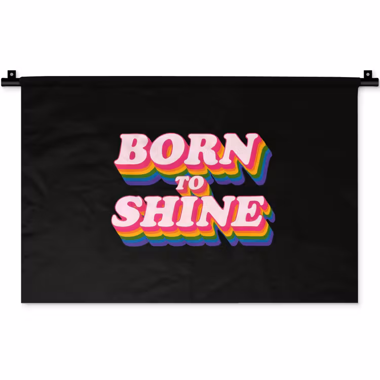 Quote - Regenboog - Roze - Zwart Wandkleed katoen klein -zz3d