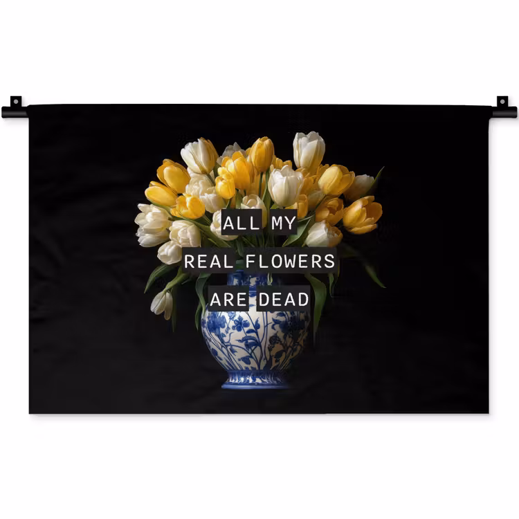 Quotes - Bloem - Tulp - Geel Wandkleed katoen klein -zz3d