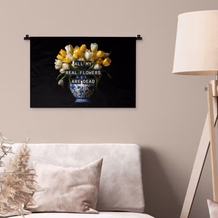 Quotes - Bloem - Tulp - Geel Wandkleed katoen klein -sfeer4