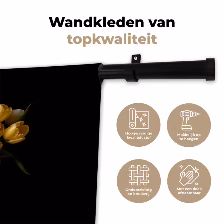 Quotes - Bloem - Tulp - Geel Wandkleed katoen klein -sfeer2