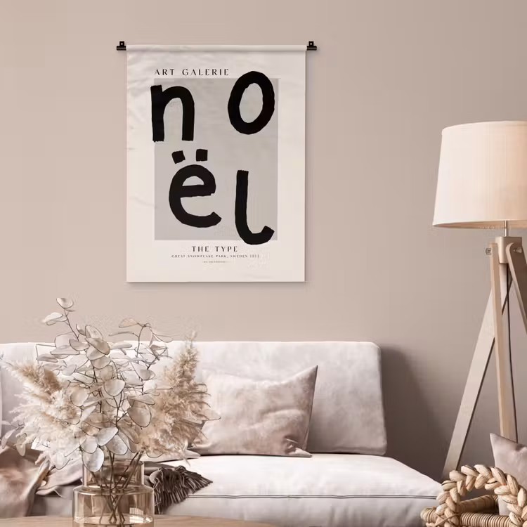 Quotes - Noël - Zwart - Beige - Kerst Wandkleed katoen klein -sfeer4