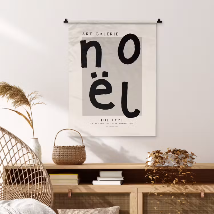 Quotes - Noël - Zwart - Beige - Kerst Wandkleed katoen klein -sfeer5