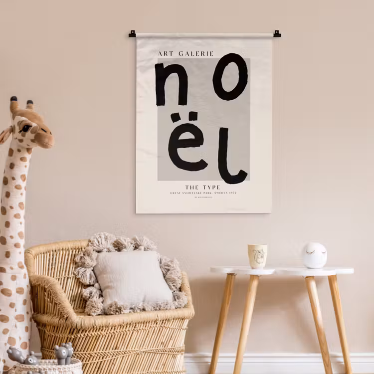 Quotes - Noël - Zwart - Beige - Kerst Wandkleed katoen klein -wsfeer5_kind
