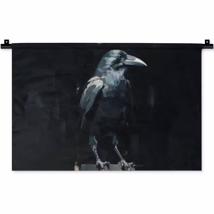 Raaf - Vogels - Zwart Wandkleed katoen klein -zz3d