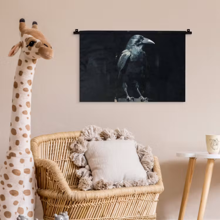 Raaf - Vogels - Zwart Wandkleed katoen klein -wsfeer5_kind