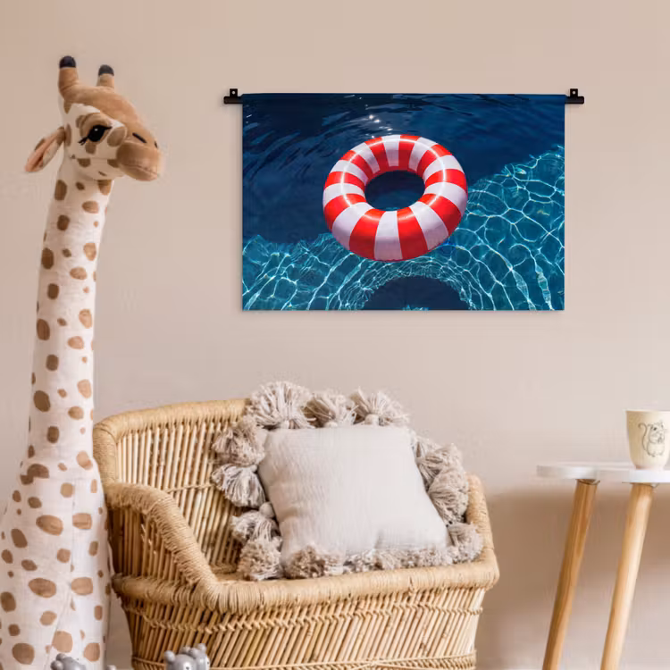 Recreatie - Water - Zomer - Rood - Wit Wandkleed katoen klein -wsfeer5_kind