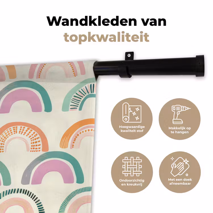 Regenboog - Pastel - Patroon Wandkleed katoen klein -sfeer2