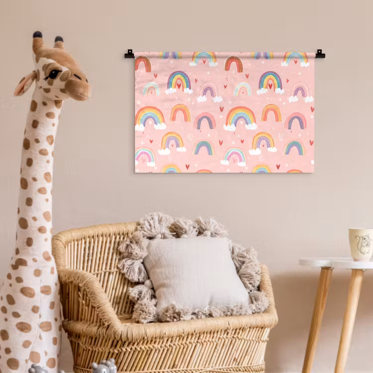 Regenboog - Patroon - Pastel - Handgetekend Wandkleed katoen klein -wsfeer5_kind