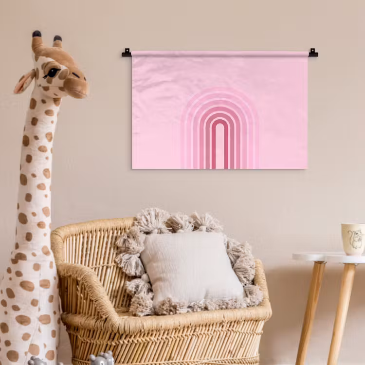 Regenboog - Roze - Abstract - Modern - Minimalistisch Wandkleed katoen klein -wsfeer5_kind