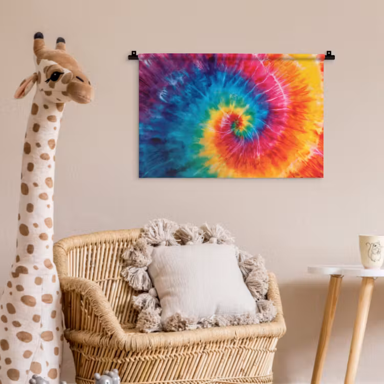 Regenboog - Tie dye - Kleurrijk - Blauw Wandkleed katoen klein -wsfeer5_kind