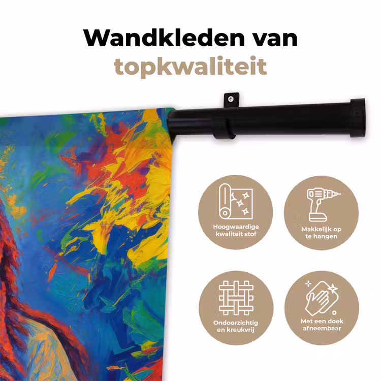 Regenboogkleuren - Man - schilderij Wandkleed katoen klein -sfeer2