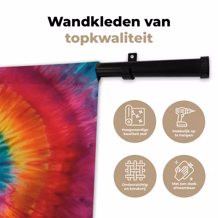 Regenboogkleuren - Tie dye - Wandkleed katoen klein -sfeer2