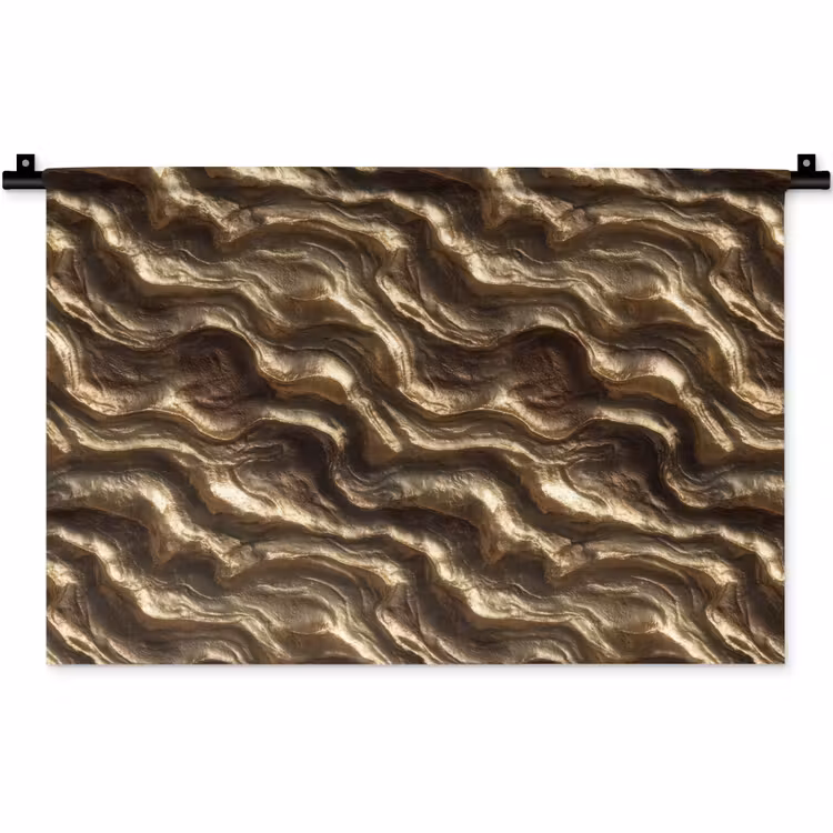 Reliëf - Golven - Abstract - Bronsgoud Wandkleed katoen klein 269 -zz3d