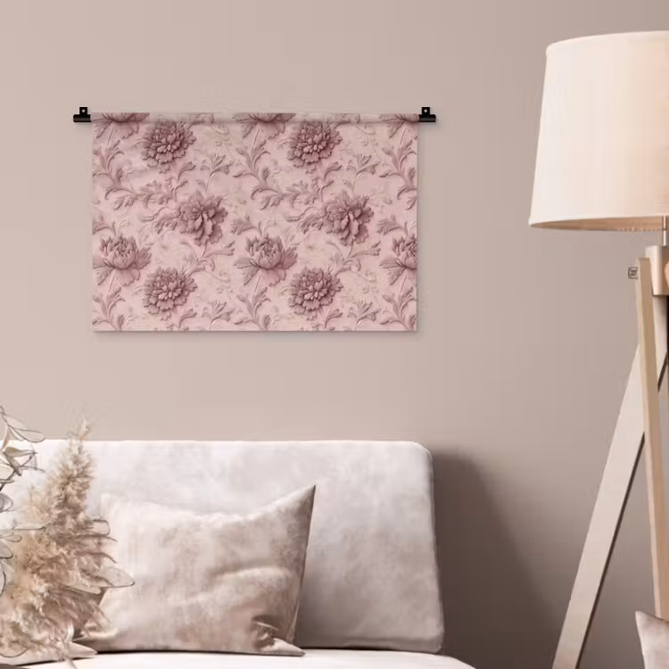 Reliëf - Pioenrozen - Roze Wandkleed katoen klein 269 -sfeer4