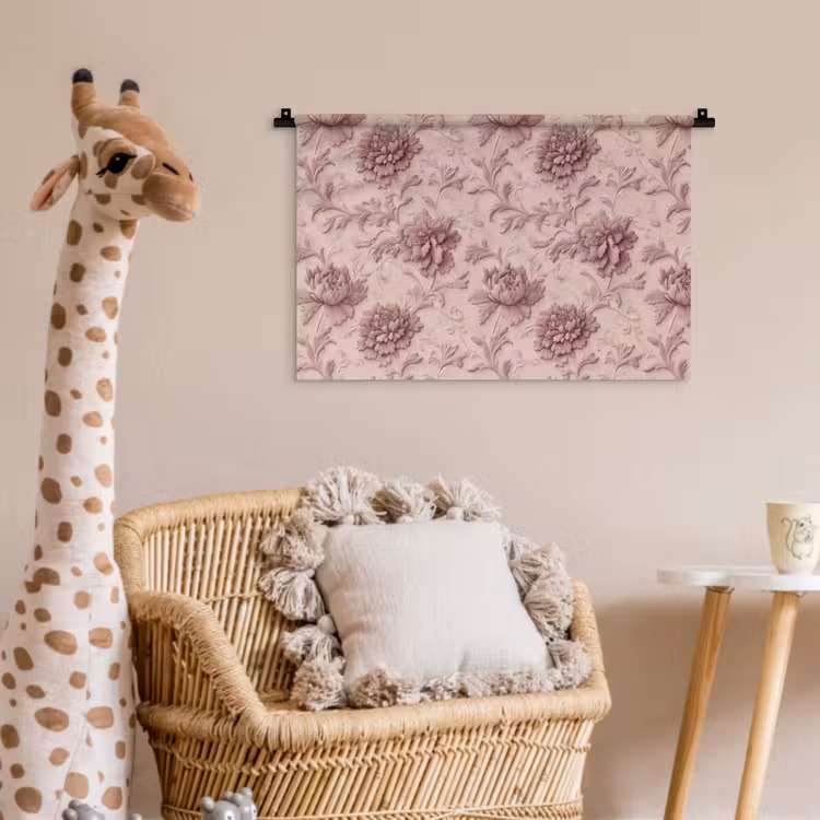 Reliëf - Pioenrozen - Roze Wandkleed katoen klein 269 -wsfeer5_kind