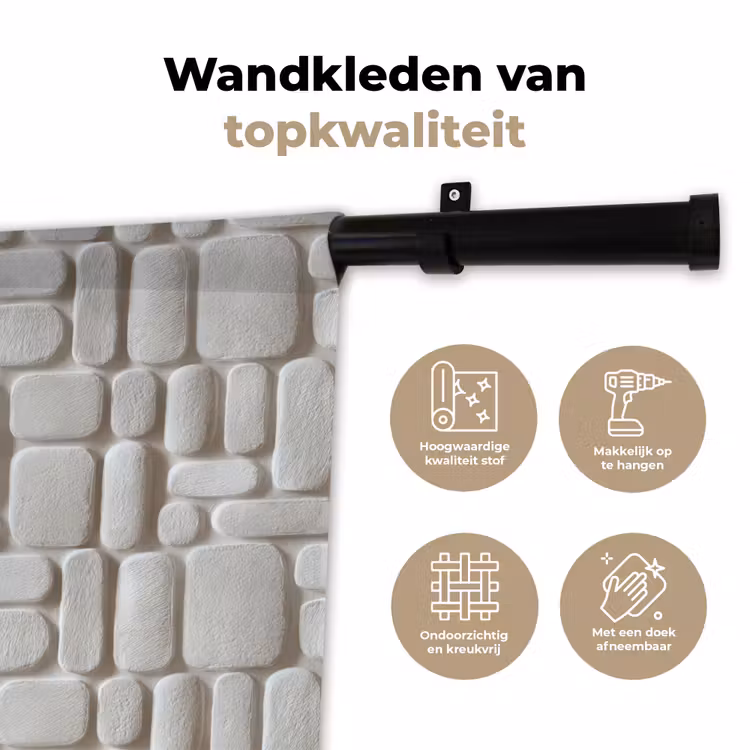 Reliëf - Structuur - Wit Wandkleed katoen klein 269 -sfeer2