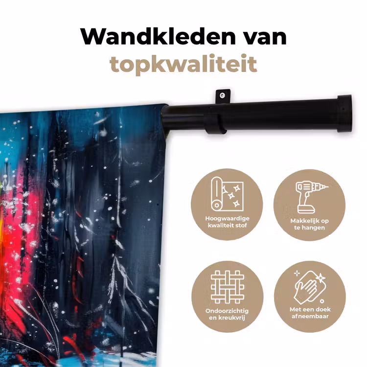 Rendier - Gewei - Krans - Kleurrijk Wandkleed katoen klein -sfeer2
