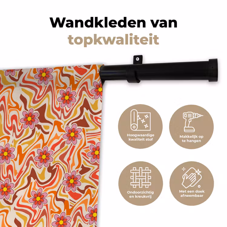 Retro - Bloemen - Patroon Wandkleed katoen klein 269 -sfeer2