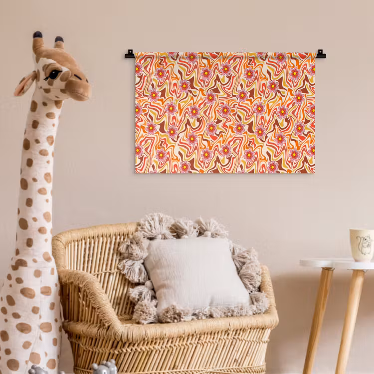 Retro - Bloemen - Patroon Wandkleed katoen klein 269 -wsfeer5_kind