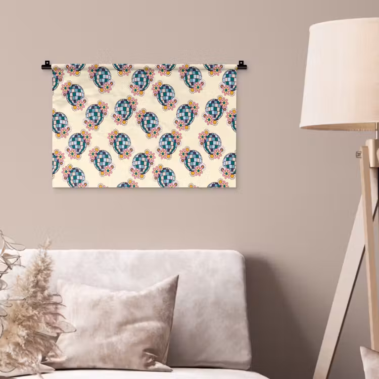 Retro - Disco - Bloemen - Discobal Wandkleed katoen klein 269 -sfeer4