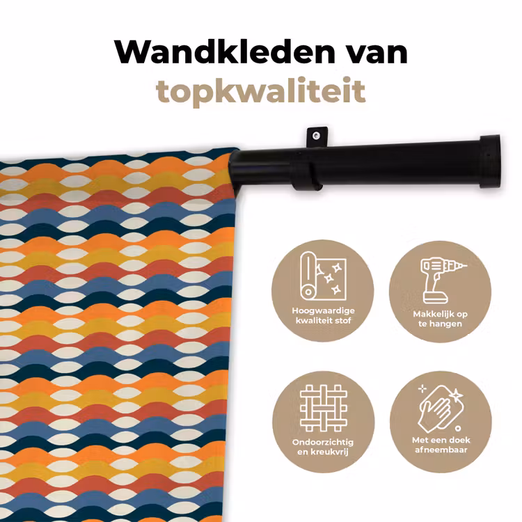 Retro - Disco - Golven Wandkleed katoen klein 269 -sfeer2