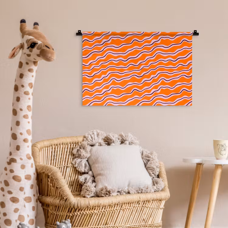 Retro - Golvend - Oranje Wandkleed katoen klein 269 -wsfeer5_kind