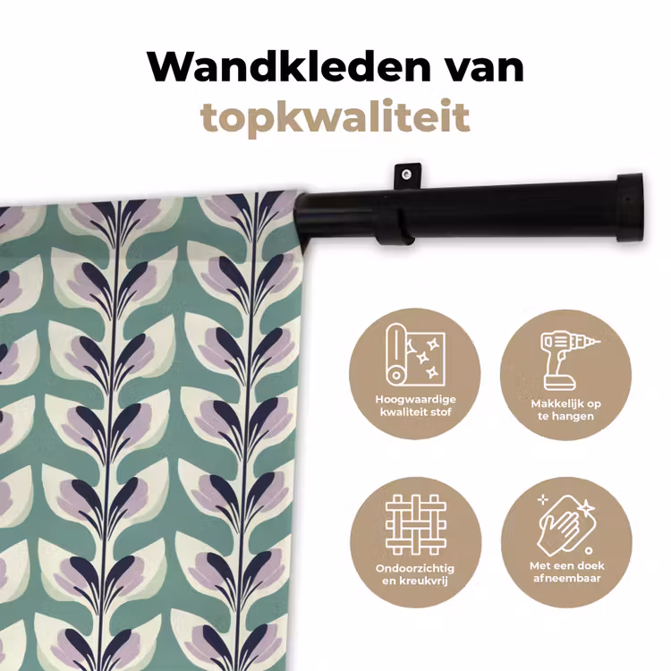 Retro - Modern - Groen Wandkleed katoen klein 269 -sfeer2