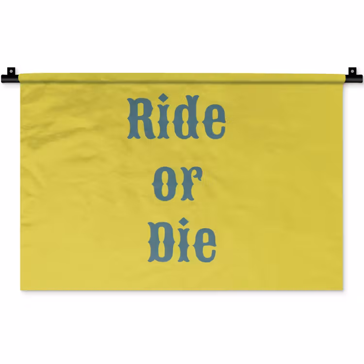 Ride or die - Geel - Blauw Wandkleed katoen klein -zz3d