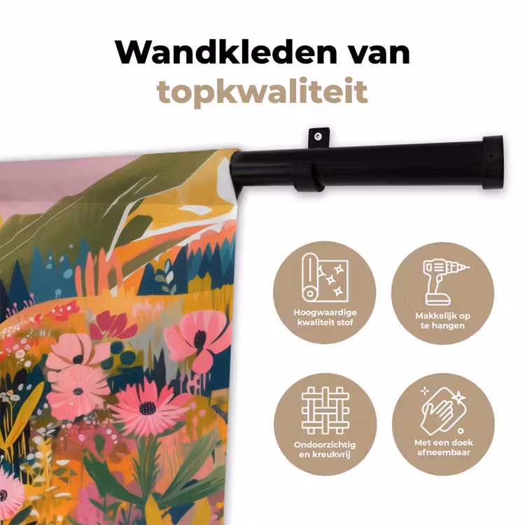 Rivier - Diepte - Bloemen Wandkleed katoen klein -sfeer2