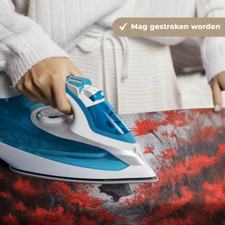 Rode bloemen - mistig - Man Wandkleed katoen klein -sfeer9