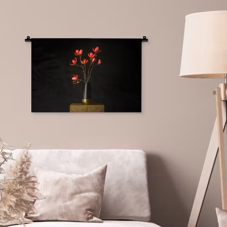 Rode - Bloemen - Vaas Wandkleed katoen klein -sfeer4