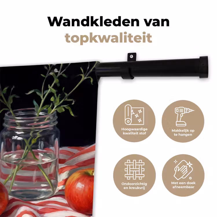 Wandkleed - Rode bloemen - Vaas - Rode bloemen - Vaas Wandkleed katoen klein