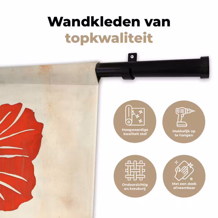 Rode hibiscusbloem - Textuur achtergrond - Beige Wandkleed katoen klein -sfeer2