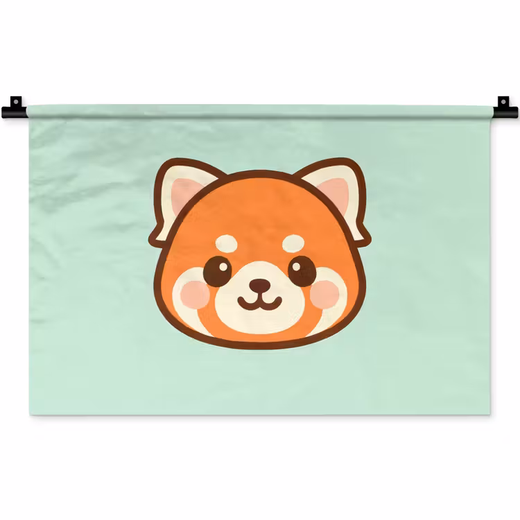 Rode panda - Groen - Cartoon Wandkleed katoen klein -zz3d