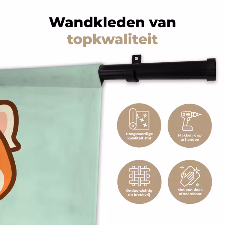 Rode panda - Groen - Cartoon Wandkleed katoen klein -sfeer2