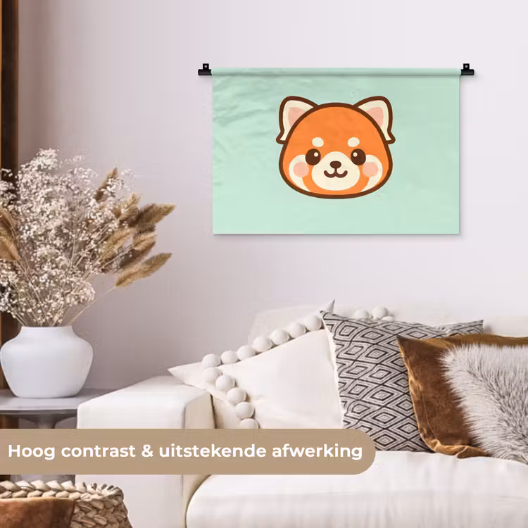 Rode panda - Groen - Cartoon Wandkleed katoen klein -sfeer1