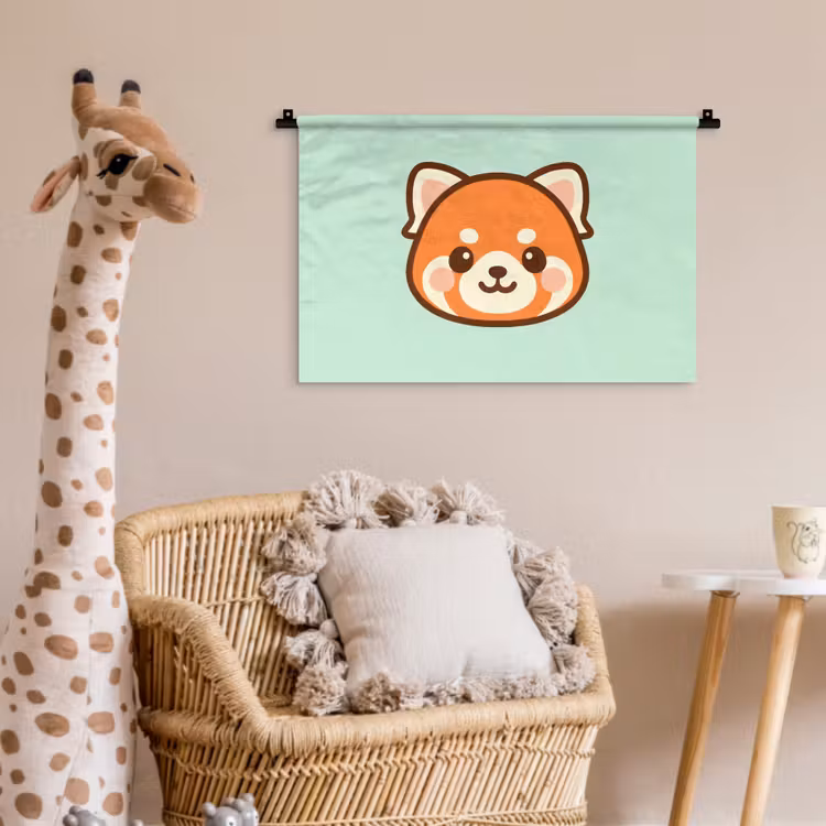 Rode panda - Groen - Cartoon Wandkleed katoen klein -wsfeer5_kind
