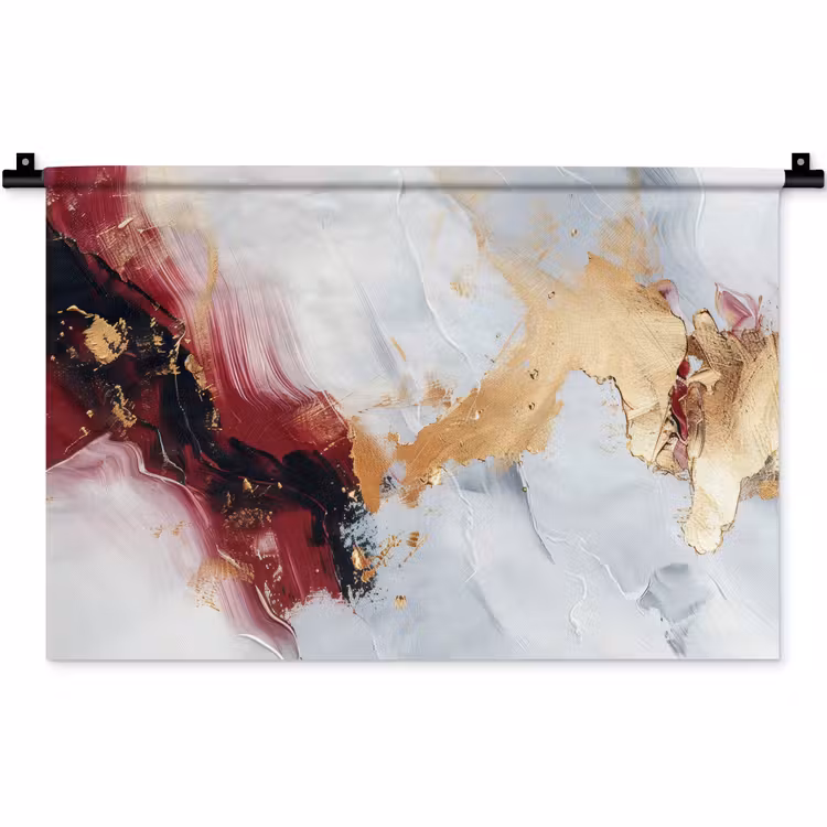 Rood - Abstract - Goud - Modern Wandkleed katoen klein -zz3d